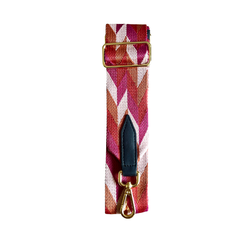 Bag Strap - Pink and Tan Chevron
