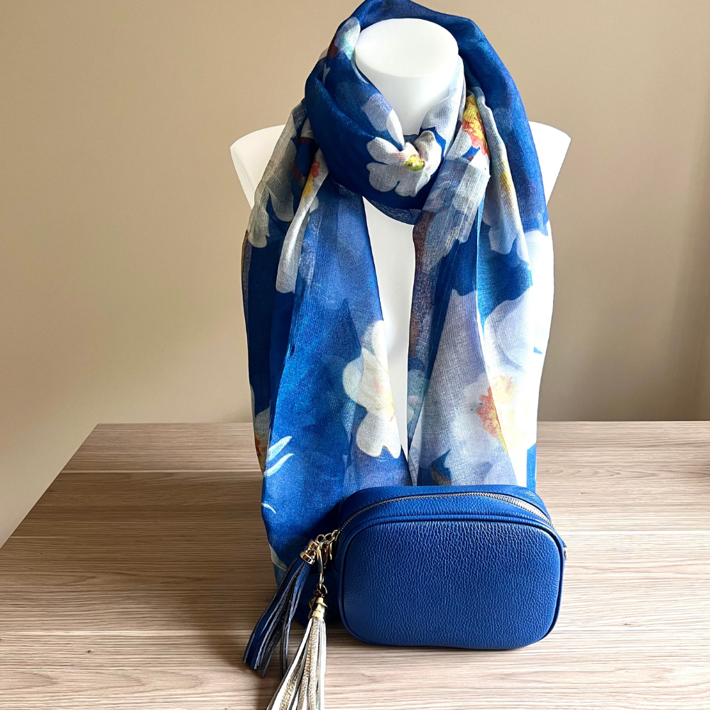 Genoa Bag, Silk Flower Scarf, & Tassel