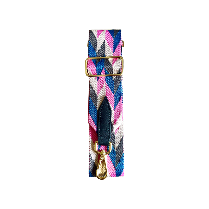 Bag Strap - Blue, Pink & Brown Chevron