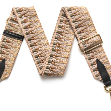 Bag Strap - Cream and Brown Zigzag