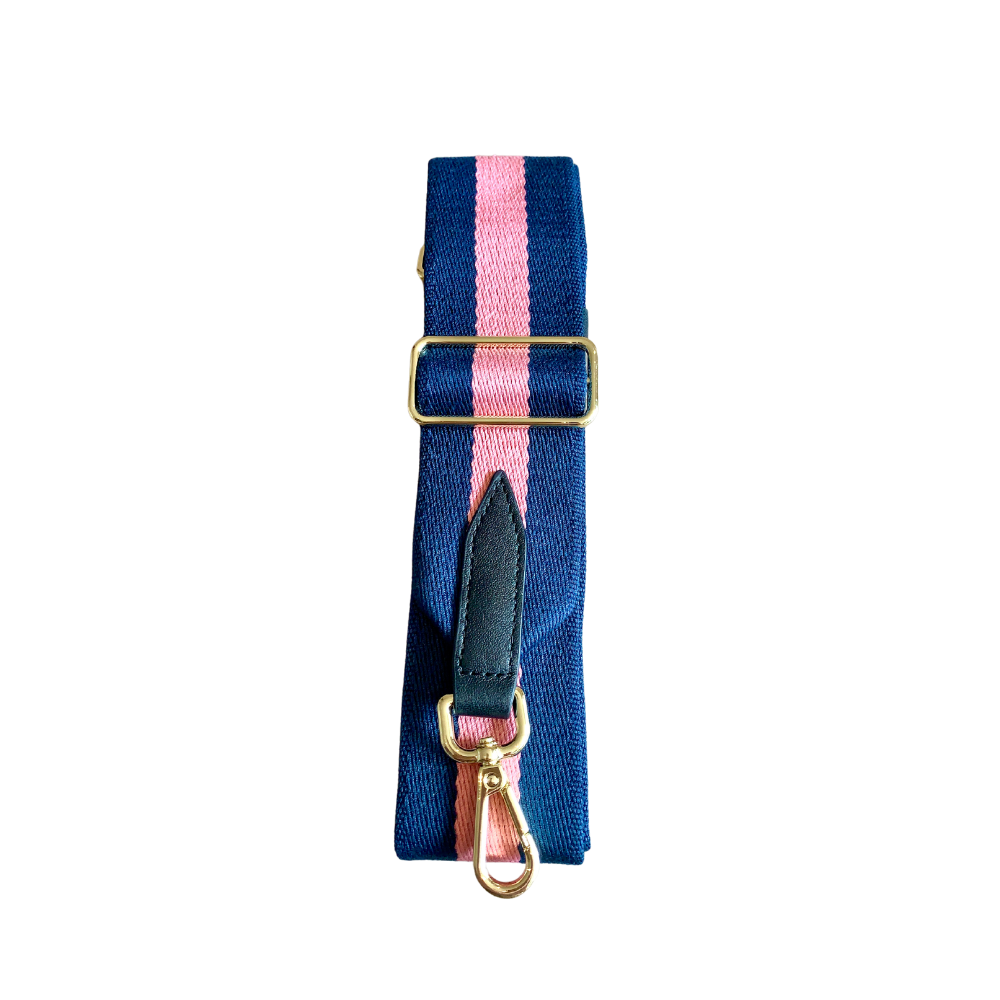 Bag Strap - Navy and Pink Stripe