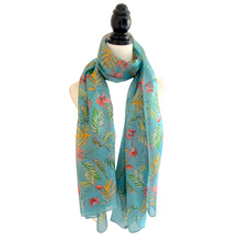 Silk Fern Scarf - Turquoise, Coral & Green