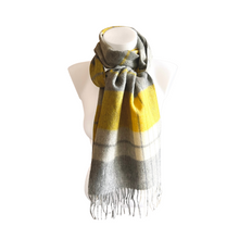Unisex Wool Scarf - Grey and Yellow