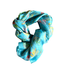 Silk Fern Scarf - Turquoise, Coral & Green