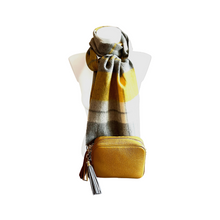 Unisex Wool Scarf - Grey and Yellow