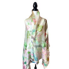 Silk Watercolour Scarf - Green and Pink