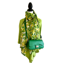 Silk Floral Scarf - Green & Yellow