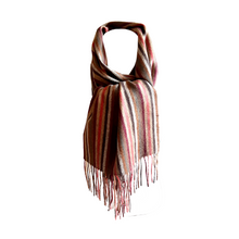Unisex Wool Scarf - Brown, Red & taupe