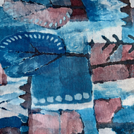 Abstract Print Scarf Blue & Purple