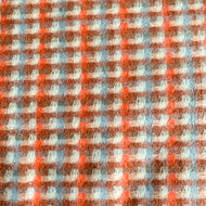 Check Fringe Scarf - Orange & Taupe