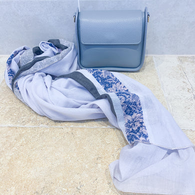 Iseo Bag and Lilac Grey Edged Scarf
