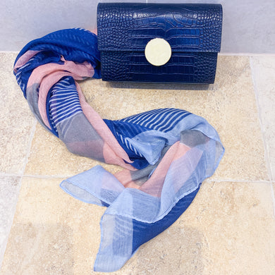 Chieti Bag and Navy & Pink Stripe Scarf