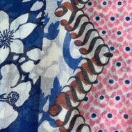 Floral Patchwork Scarf - Pink and Blue