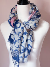 Floral Patchwork Scarf - Pink and Blue