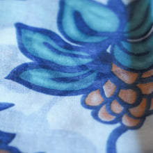 Leaves and Flowers Scarf - Blue