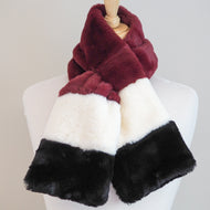 Faux Fur Wrap Around Scarf - Red Mix