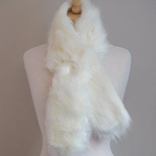 Faux Fur Wrap Around Scarf - Soft White