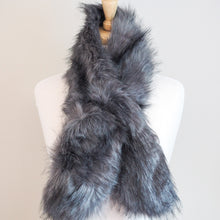 Faux Fur Wrap Around Scarf - Grey