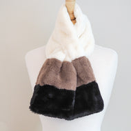 Faux Fur Wrap Around Scarf - Brown Mix