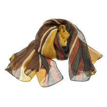Mustard, Brown and Red Print Scarf