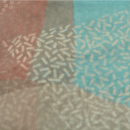 Blue Taupe & Coral Patchwork Scarf