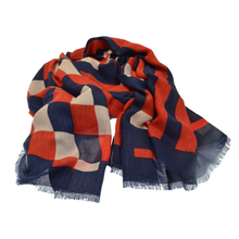 Red and Navy Chequer Scarf