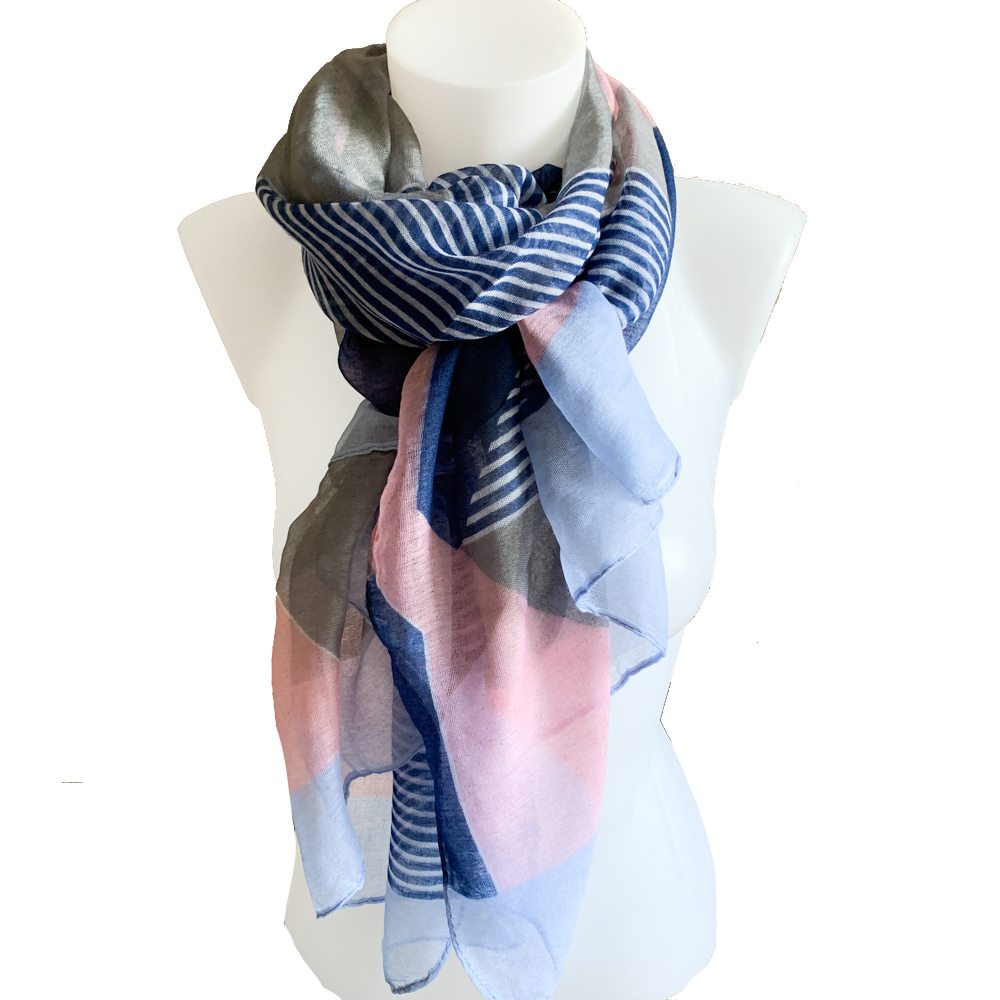 Pink and discount navy scarf
