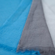 Fine Wool Scarf - Blue & Cream