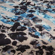 Fine Wool Scarf - Blue, Grey & Black Pattern